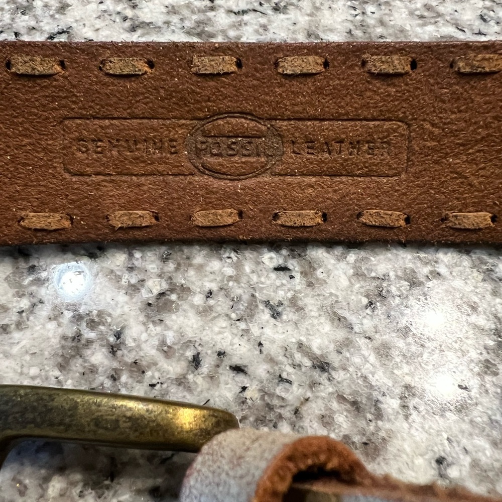 Fossil Tan Genuine Leather Belt with Multicolor Floral Embroidery - Picture 6 of 9